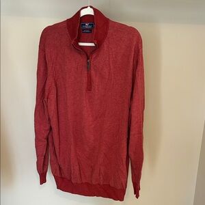 Vineyard Vines Men's Textured Red Half-Zip Sweater